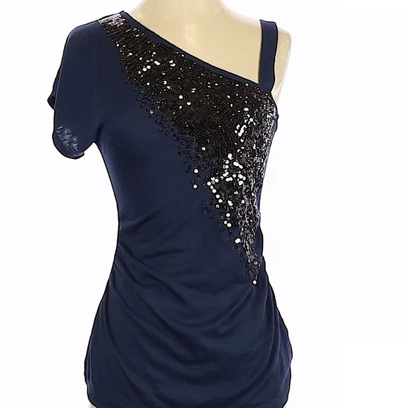 Studio Y Tops - STUDIO Y: One Shoulder Sequin Embellished Top- Size Medium